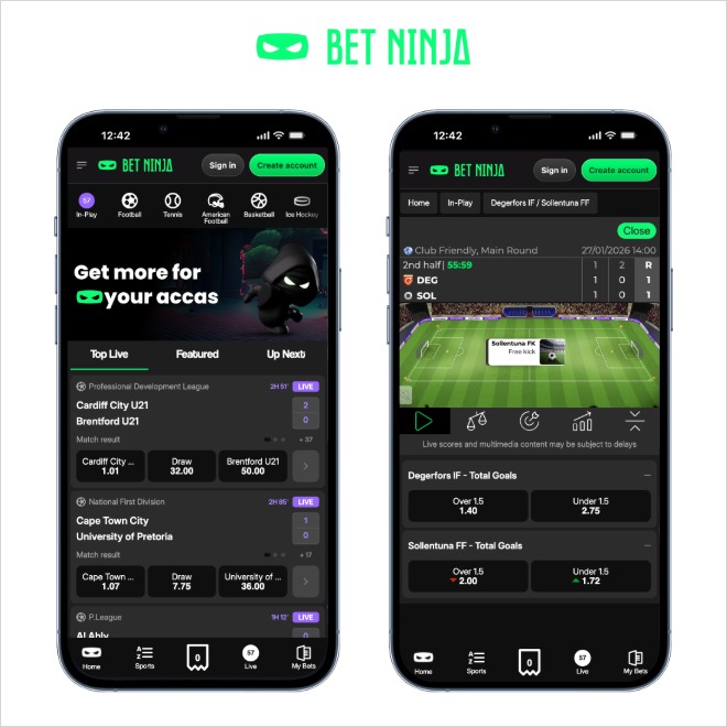 betninja mobile screenshot on a white background